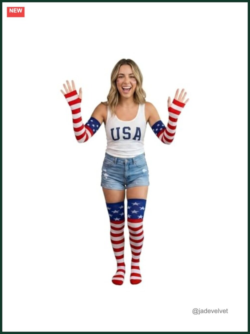 Patriotic Over Knee Socks Set Stars Stripes 4th of July Accessories